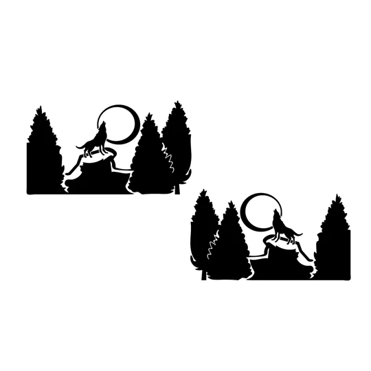 Pair Of Wolves in Habitat, Left & Right, 2 sizes