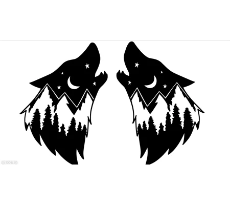 Pair Of Wolves with Mountain, Left & Right, 2 sizes
