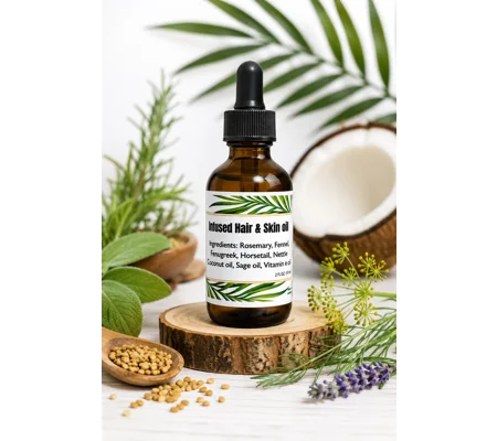 Infused hair and skin oil