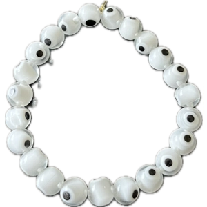 White evil eyes stretch bracelet