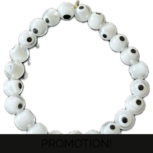 White evil eyes stretch bracelet