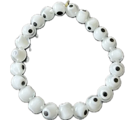 White evil eyes stretch bracelet