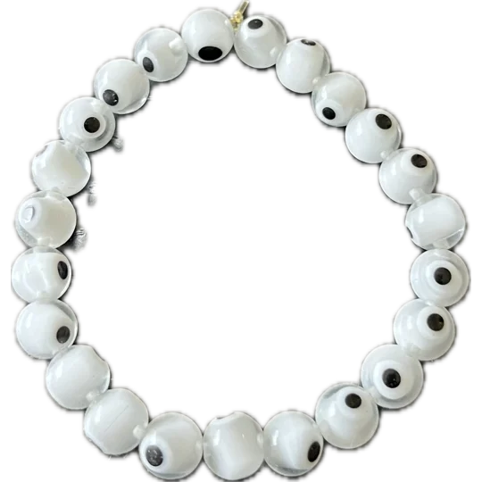 White evil eyes stretch bracelet