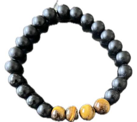 Matte and tiger eyes stretch bracelet
