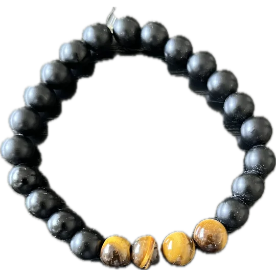Matte and tiger eyes stretch bracelet