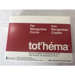 TOT'HEMA Liquid Iron 20 x 10ml Manganese Anemia Treatment Ampoules