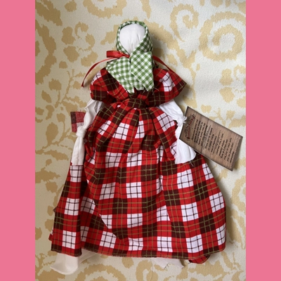 Hammond trail rag doll gingham red and white plaid design