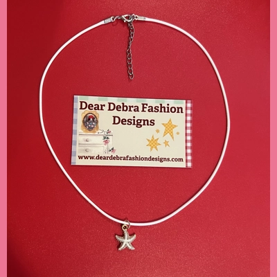 Starfish Charm With Leather white Necklace with Lobster Clasp