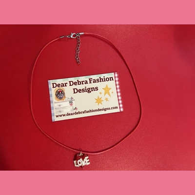 Love Heart Charm With Leather Red Necklace with Lobster Clasp