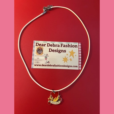 Love you, MA Charm With Leather beige Necklace with Lobster Clasp