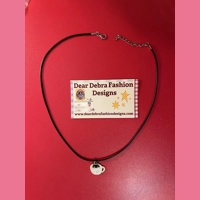 Cat in coffee cup Charm With Leat..