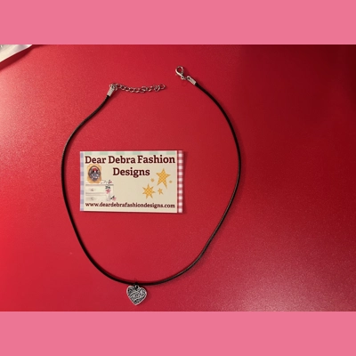 Mom Charm With Leather black Necklace with Lobster Clasp