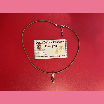 Colorful Christmas tree With Leather green Necklace with Lobster Clasp