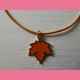 Orange Leaf Charm With Leather Orange  Necklace ..
