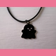Ghost Charm With Leather black Necklace with Lob..