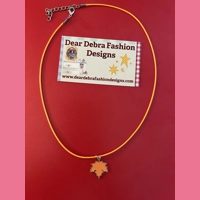 Orange Leaf Charm With Leather Or..