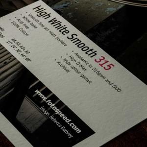 HIGH WHITE SMOOTH 315gsm 44'' x 15m Roll