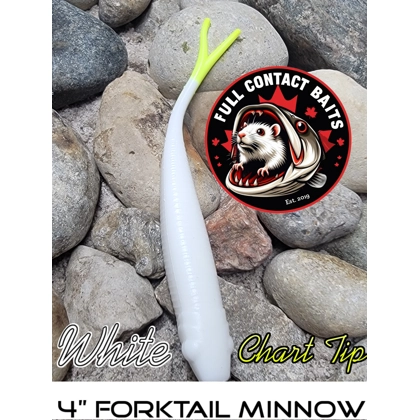 4" Forktail Minnow White Chart Tip - 10pc