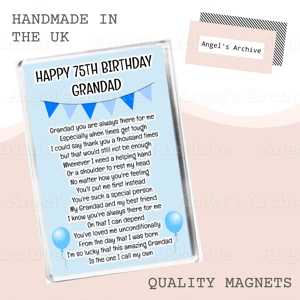 Happy 75th Birthday Grandad ✳ Keepsake Poem ✳ Magnet ✳ Gift