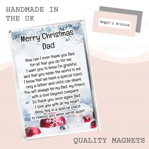 Merry Christmas Dad ✳ Keepsake Poem ✳ Magnet ✳ Gift