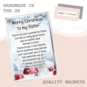 Merry Christmas Sister ✳ Keepsake Poem ✳ Magnet ✳ Gift