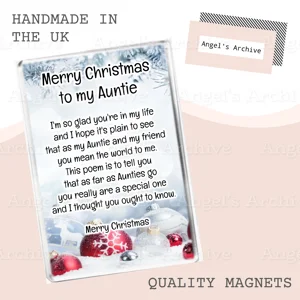 Merry Christmas to my Auntie ✳ Keepsake Poem ✳ Magnet ✳ Gift
