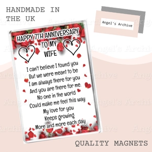 Happy 7th Anniversary to my Wife ✳ Poem ✳ Magnet ✳ Gift