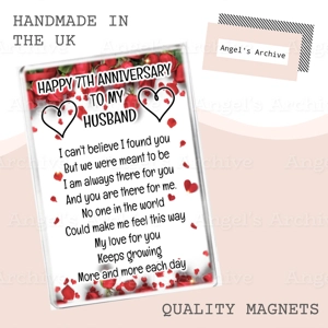 Happy 7th Anniversary to my Husband ✳ Keepsake Poem ✳ Magnet ✳ Gift
