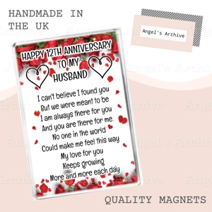 Happy 12th Anniversary to my Husband ✳ Keepsake Poem ✳ Magnet ✳ Gift