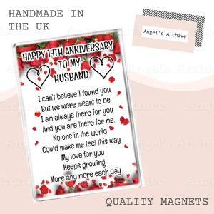 Happy 14th Anniversary to my Husband ✳ Keepsake Poem ✳ Magnet ✳ Gift