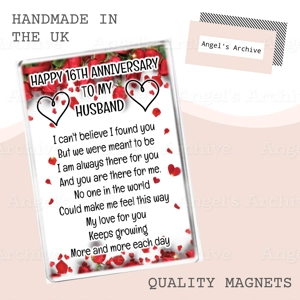 Happy 16th Anniversary to my Husband ✳ Keepsake Poem ✳ Magnet ✳ Poem