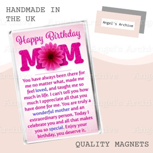 Happy Birthday Mum ✳ Floral Love Poem ✳ Fridge Magnet ✳ Gift