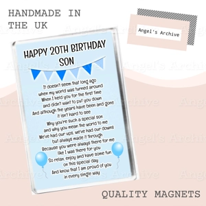 Happy 20th Birthday Son ✳ Keepsake Poem ✳ Magnet ✳ Gift