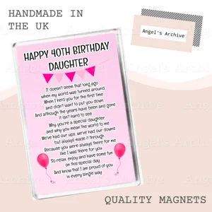 Happy 40th Birthday Daughter ✳ Keepsake Poem ✳ Magnet ✳ Gift