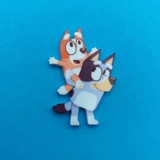 Bluey and Bingo pin badge