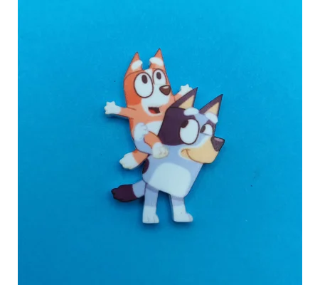 Bluey and Bingo pin badge