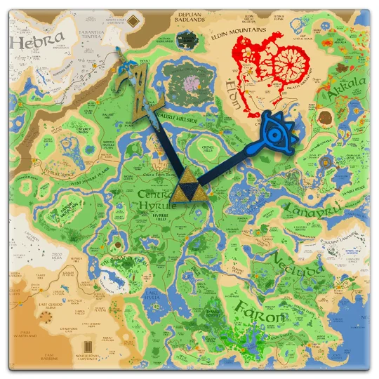 The Legend of Zelda - Map of Hyrule tile art/clock