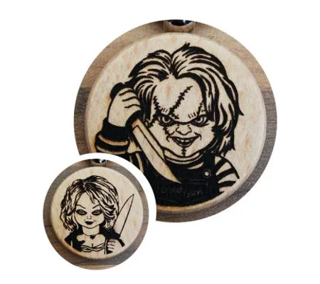 Chucky and Tiffany laser engraved keyring