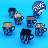 1/6 Scale Coffee Cups x7 - resin 3D pr..