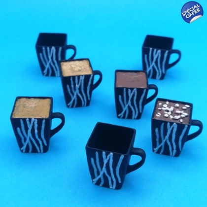 1/6 Scale Coffee Cups x7 - resin 3D printed 1/6 Scale Coffee Cups x7 - resin 3D printed