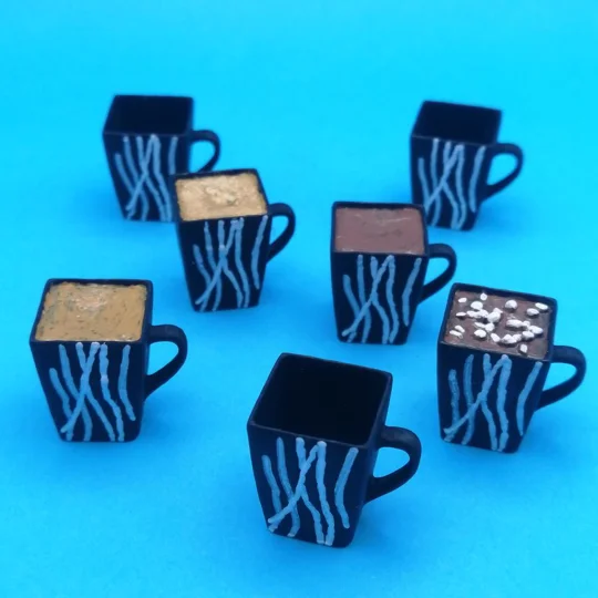 1/6 Scale Coffee Cups x7 - resin 3D printed