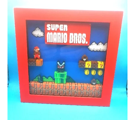 Super Mario Bros 3D Printed Shadow Box