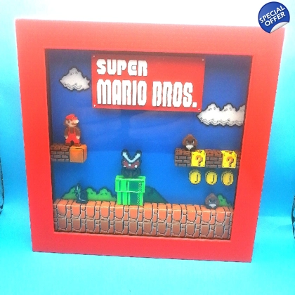 Super Mario Bros 3D Printed Shadow Box