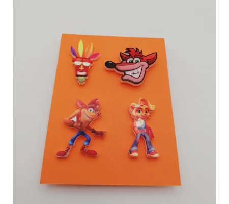 Crash Bandicoot pin badge set