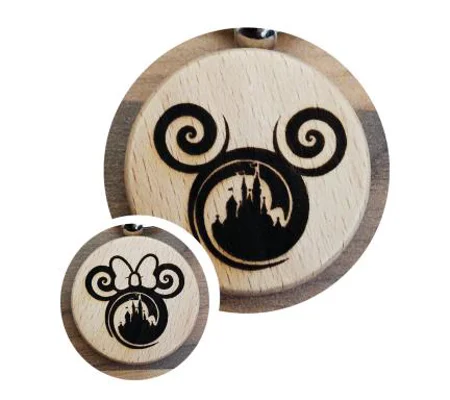 Disney Mickey and Minnie Mouse laser engraved keyring