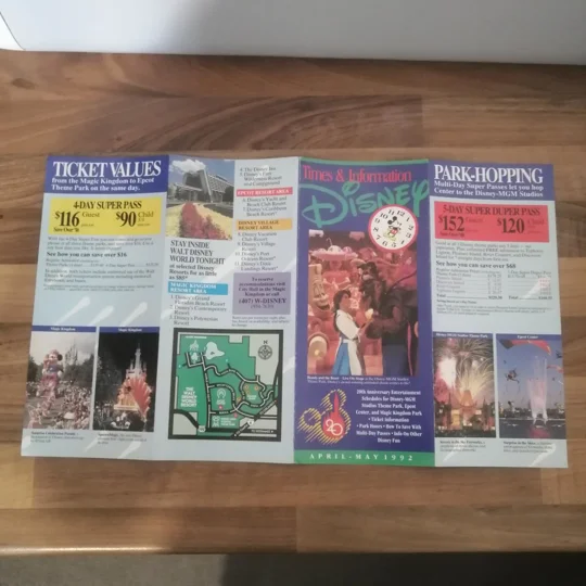 Disney Times and Information leaflet April-May 1992