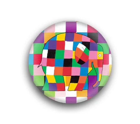 Elmer the Patchwork Elephant button badges