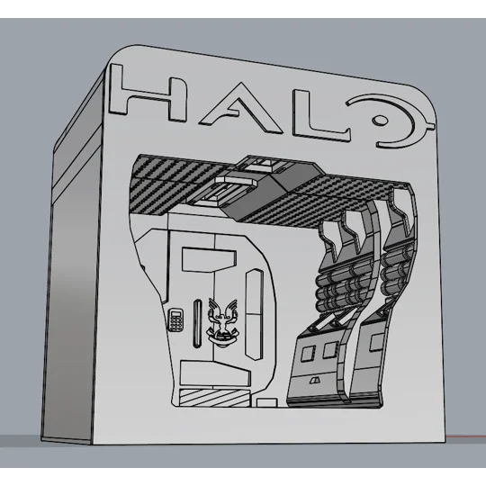 Totaku figure display - Halo inspired corridor book nook/game nook