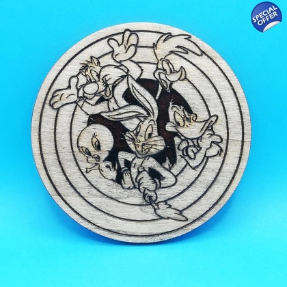 Looney Tunes laser engraved drinks coaster