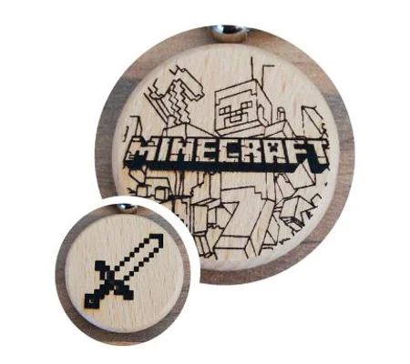 Minecraft laser engraved keyring